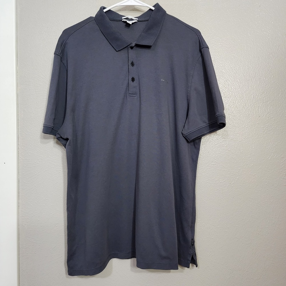 Calvin Klein Liquid‎ Touch Men's Short Sleeve Collared Blue Polo Shirt Size XL